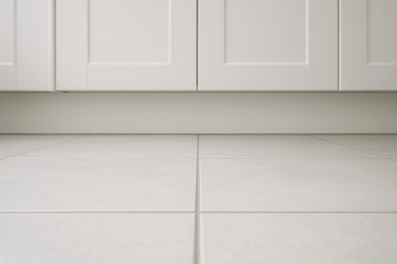 Le même plancher de cuisine, propre et assaini après l’intervention